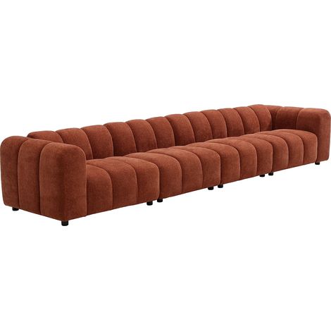 Divano componibile 6 posti in tessuto Testurizzato Terracotta - JUTINI (1/5)
