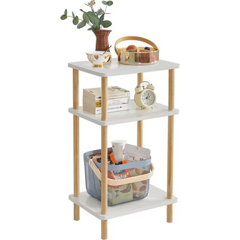 Tables D’appoint à 3 Niveaux,Bout de Canapé Bois,Blanc WST003W (1/5)