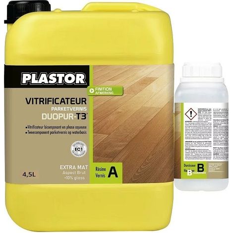 Plastor – Vitrificateur parquet bicomposant pro 5L – Haute protection trafic intense – Finition mat pour bois dur et teck