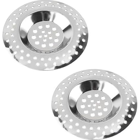 CSPARKV 2 Pack Drain Filter, Stainless Steel Sink Strainer, Shower Hair Filter, 2.8 inch Kitchen Sink Grid, Rustproof and Quick Drain, Universal Strainer for Sink, Shower and Bathtub