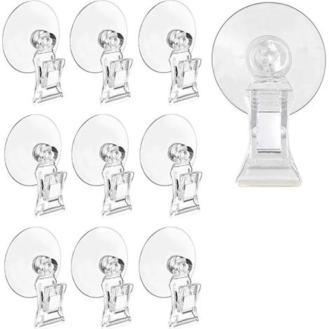Lot de 10 Ventouses Transparentes avec Support pour Fenêtre Salle de Bain Affichage Publicitaire (1/4)