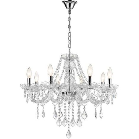 Suspension Cristallo cristal 8xE14 transparente chromée (1/3)