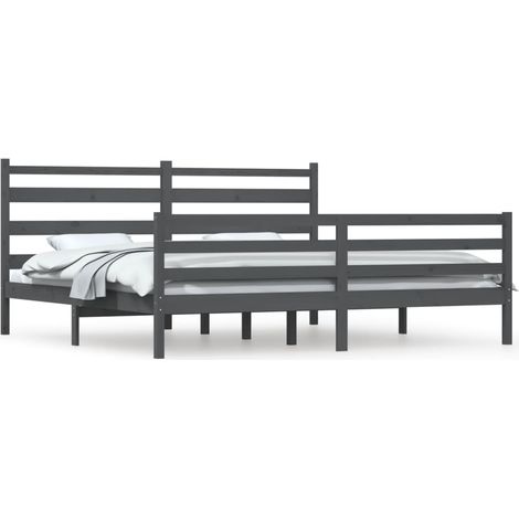 Maison Exclusive - Massivholzbett Kiefer 200x200 cm Grau