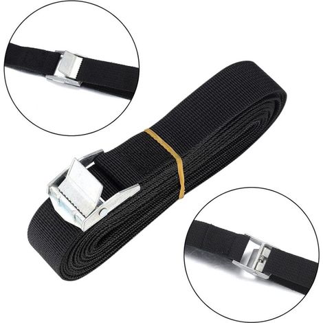Aougo – Sangles d'arrimage à cliquet 5 m x 20 mm – Lot de 4 pièces – Boucles en métal pour fixation moto/voiture/remorque – Résistantes à l'usure - Bagag-5 (1/3)