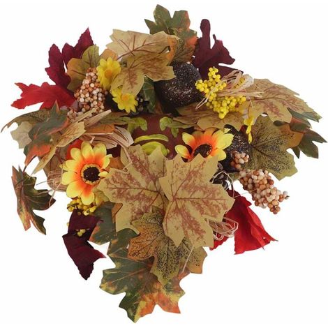 Ghirlanda con zucca, bacche e foglie d'acero, perfetta decorazione autunnale per il Ringraziamento di Halloween (35 cm) (1/5)