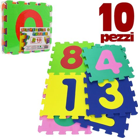 Tapis De Sol Enfant Puzzle 10 Carreaux 30x30cm Carrés Et Chiffres (1/3)