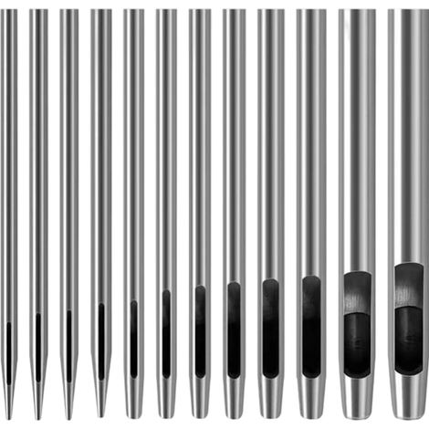Ensemble de 12 outils de perforation, pour bracelets, ruban adhésif d'étanchéité, chaussures, tissus, vêtements en toile, trous ronds de 0,5 à 6 mm (acier inoxydable)