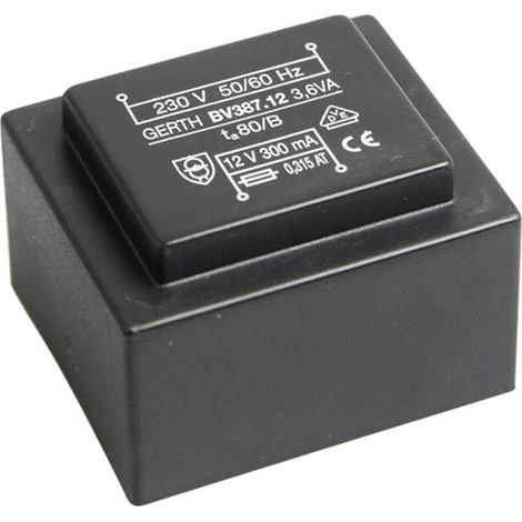 Gerth PTG380901 Printtransformator 1 x 230 V 1 x 9 V/AC 3.60 VA 400 mA