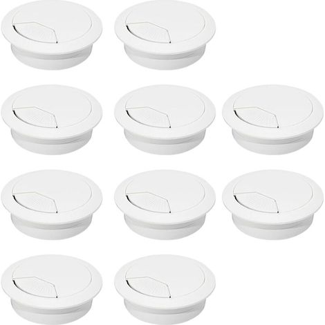 Passe-câbles de bureau, cache-câbles en plastique ABS, organiseurs de câbles réglables et amovibles – Lot de 10, 60 mm, blanc (1/4)