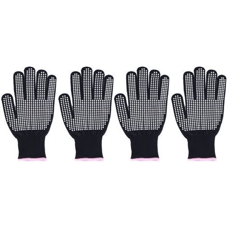 Lot 4 gants résistants chaleur – hautes températures – mitaines anti-brûlures – bosses silicone – blanc / rose (1/5)