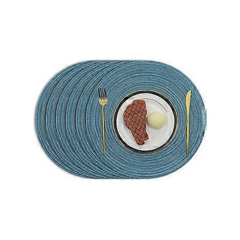38 cm gewebte runde Platzsets, 6-teilig, wärmeisolierend, geflochtene Baumwolle, waschbare Platzsets für Zuhause, Partys, Hochzeiten, Restaurants (Blau)