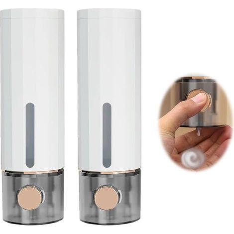 Sans Perçage Porte Savon Liquide, 2PCS Distributeur de Universel pour Gel Douche 450ML, distributeur de douche Mural sans perçage(Blanc) (1/5)
