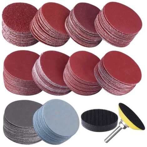 200 Pièces Disques de Ponçage 50mm Disques Abrasifs Grain 80 180 240 320 400 600 800 1000 2000 3000 pour Meulage Fraisage Gravure (1/5)