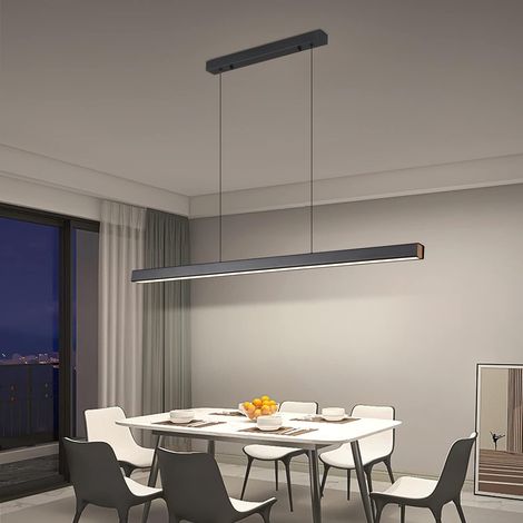 1 Luminaire Suspendu, Linéaire, Dimmable, Télécommande, 3000K-6000K, Cuisine, Salle à Manger