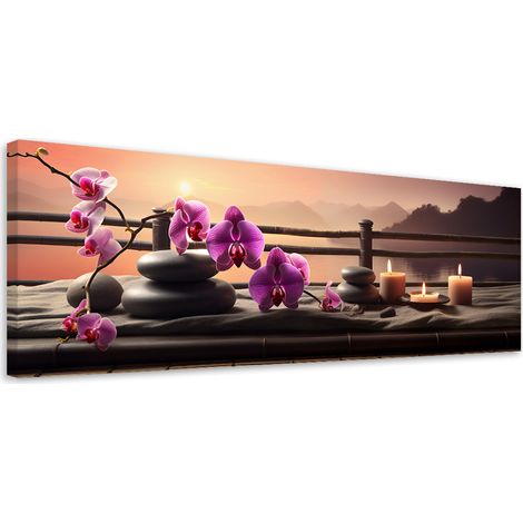 Tableau sur toile Pierres d'orchidées orientales 90x30 (1/5)