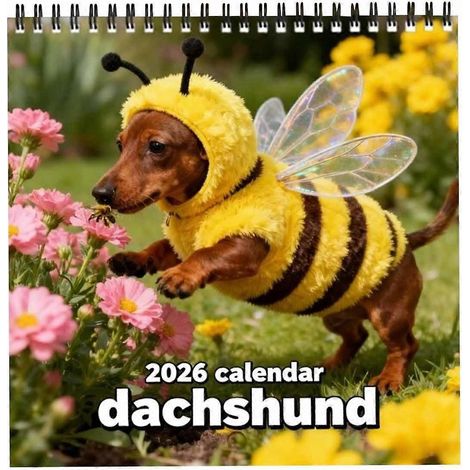 Calendario de pared 2026, calendario de 12 meses que te trae una linda foto de perro salchicha cada mes, haciendo que tu agenda sea más divertida. (1/5)