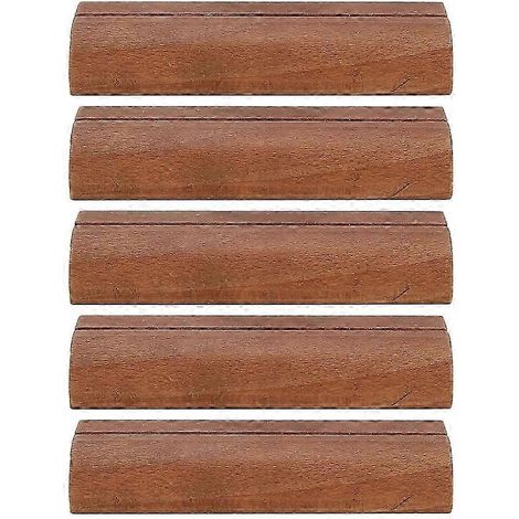 Lot de 5 porte-cartes de visite en bois avec présentoir photo et pince pour notes, fournitures de bureau (couleur foncée) (1/4)