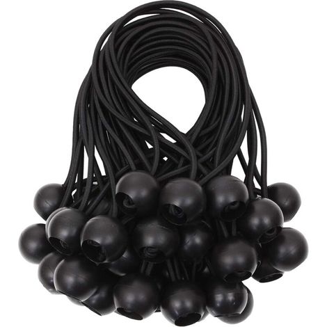 Bardusch-Lot de 40 tendeurs élastiques noirs de 20 cm avec boules, pour tentes, affiches et camping (1/5)