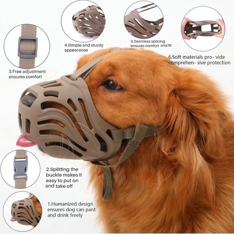 Museruola per cani, museruola in silicone morbido contro morsi, abbai e masticazioni, design traspirante, adatta per addestrare cani aggressivi di grossa taglia (1/3)
