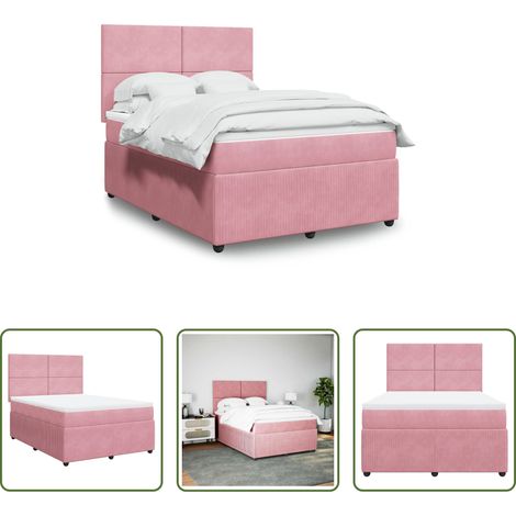 Sommeil réparateur - Sommier à lattes de lit avec matelas Rose 140x190 cm Velours (1/5)