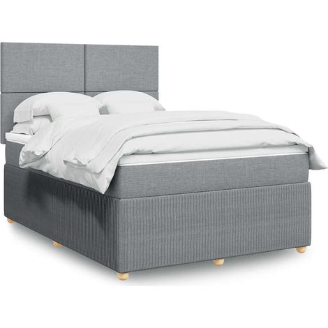 Boxspringbett mit Matratze Hellgrau 140x200 cm Stoff
