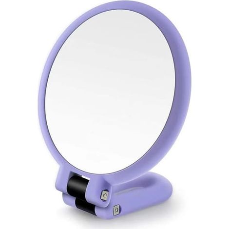 Miroir de maquillage grossissant x20 - Miroir grossissant rond - Miroir de salle de bain portable - Pour un maquillage et des soins de la peau précis - Violet (1/4)