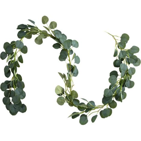 Guirlande d'eucalyptus artificiel de 2 m (6,5 pi), 146 feuilles, guirlande de verdure de Noël pour centre de table de mariage