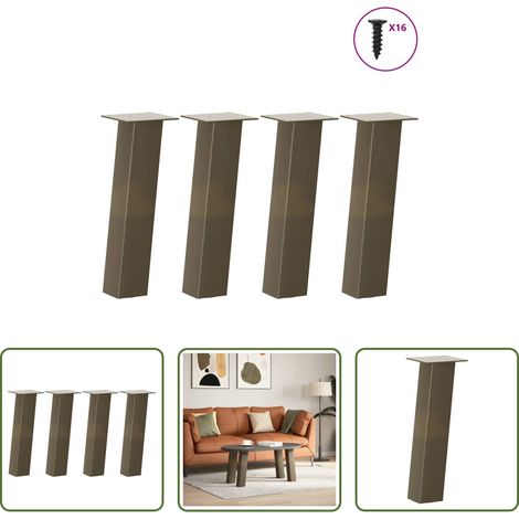 vidaXL Pieds de table basse 4 pièces Acier naturel 42 cm Acier (1/5)