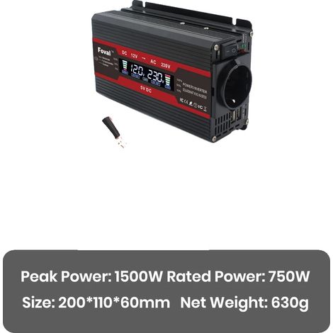 USV, robuste Sicherheitsfunktionen, kompaktes Design, 1500 W, 12 V, schwarz (1/2)