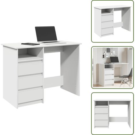 Scrivania in truciolato - vidaXL Scrivania Bianca 102x50x75 cm in Legno Multistrato - Scrivania per soggiorno