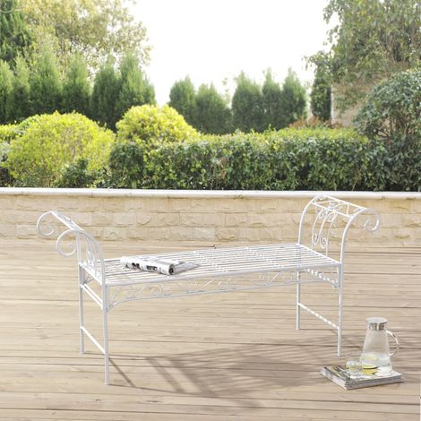 Banc de Jardin Vintage Cossila Extérieur Métal 70 x 147 x 46 cm Blanc [en.casa] (1/4)