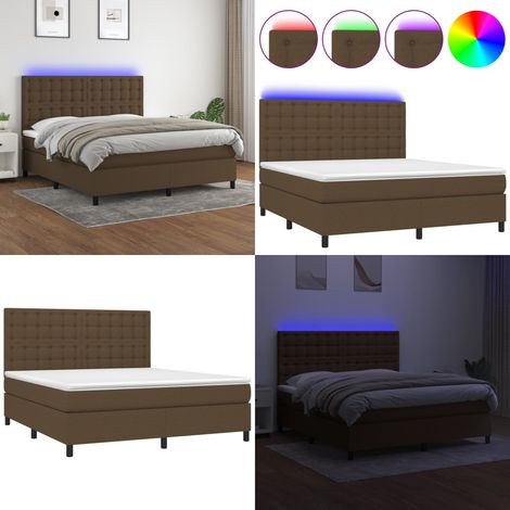 Boxspringbett mit Matratze & LED Dunkelbraun 180x200 cm Stoff - Boxspringbett - Doppelbett - Betten - Schlafräume - Möbel - Home & Living
