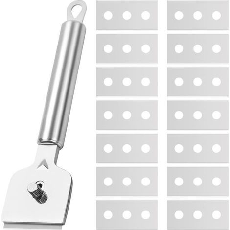 Grattoir En Acier Inoxydable,Grattoir Pour Plaque Induction,Grattoir Plaque Vitrocéramique Avec 14 Lame De Rasoir,Lame Pour (1/4)
