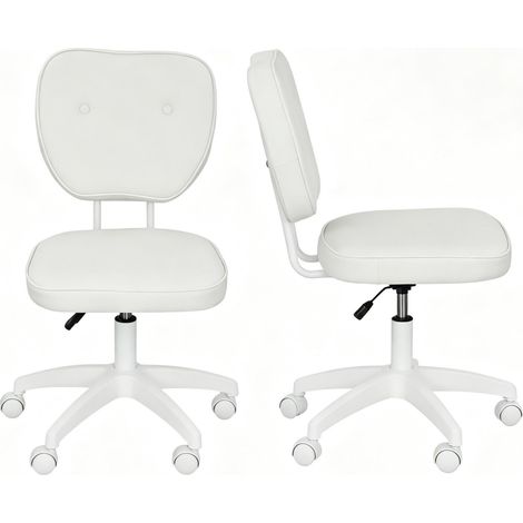 Silla de oficina regulable en altura, giratoria 360°, blanca (1/5)