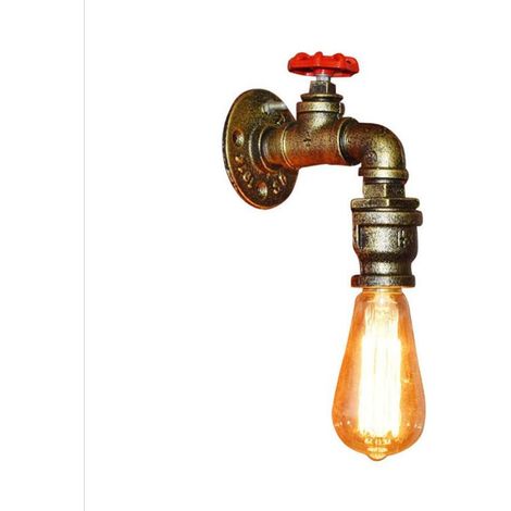Ferro Battuto Lampada da Parete Retrò Tubo Dell'acqua Applique da Parete Soggiorno Camera da Letto Industriale Metallo Ruggine