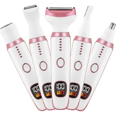 Rasoirs électriques pour femmes, rasoirs bikini pour femmes, rasoirs corporels 5 en 1 pour le nez, le visage, les sourcils, les bras, les jambes, les aisselles, le maillot, lames de rasoir remplaçable (1/5)