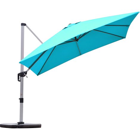 Ombrellone quadrato con base incrociata con palo in alluminio, Ombrellone con inclinazione regolabile Blu (1/4)