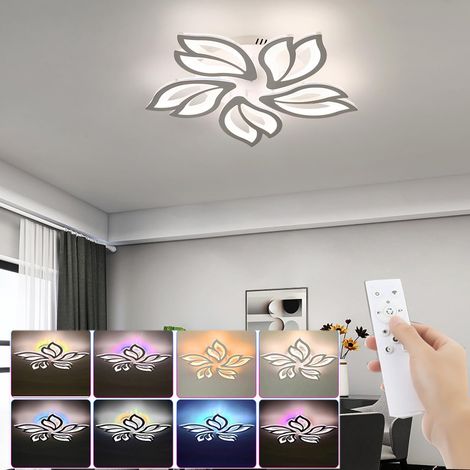 AUTRUCKER Plafonnier LED 54 W avec rétroéclairage RVB à changement de couleur, intensité variable avec télécommande, blanc, 4 500 lm, 60 x 60 x 9,5 cm (1/5)