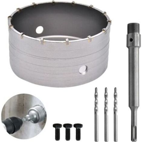 160mm Scie à Cloche Bi-Metal pour CarrelBeton, Scies Cloches Carotteuse Trépan Beton, avec Adaptateur SDS Plus 220 mm et 3 Foret de Centr110 mm (160MM)