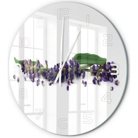 Horloge Murale Ronde pour Salon Verre Trempé Silencieuse Décoration Moderne Lavande fi 60 cm (1/5)