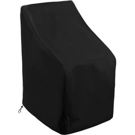 Wasserdichte Schutzhülle für stapelbare Gartenstühle mit integriertem Kordelzug, 210D Oxford-Gewebe – Schwarz – 65 x 65 x 80/120 cm