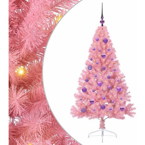 Sapin de Noël Arbre de Noël artificiel pré-éclairé Rose 150 cm PVC (1/5)