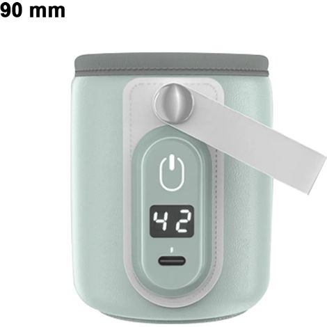 Tragbarer USB-Flaschenwärmer für Baby-Muttermilch, schnelles Aufladen und genaue Erwärmung von Auto- und Reiseflaschenwärmern, automatischer Isolier-Flaschenwärmer für Babymilch(Hohes Grün, 90 mm)