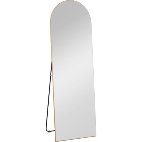Miroir pleine longueur 50x150 cm, miroir au sol sur pied, grand miroir mural sans cadre ton doré pour salon (1/4)