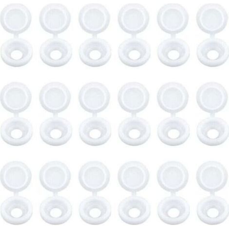 Pack of 100 White Hinge Screw Caps Plastic Screw Covers for Furniture Cabinets Shelves (1/5)