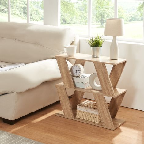 [En.Casa] – Table d'appoint effet chêne – 2 étagères en panneau de particules – Dimensions 60 x 22 x 57 cm – Design intemporel et élégant