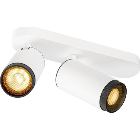 Plafonnier GRIP L cylindrique double 6W QPAR51 blanc/noir - SLV - 1009096