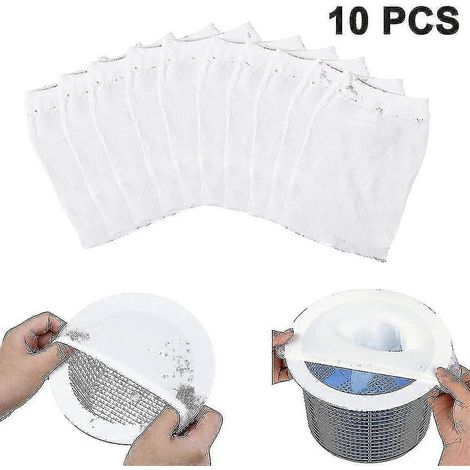 Chaussettes pour skimmer de piscine - Protection idéale pour les filtres et les paniers, lot de 10 (1/5)