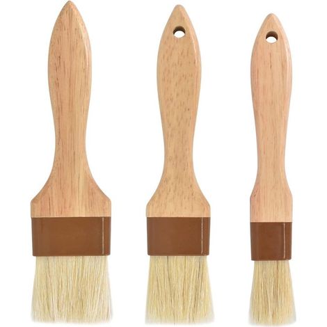 Juego de 3 brochas de madera para barbacoa,repostería y parrilla,mango largo de madera,ideales para cocinar y elaborar cerveza (1/5)