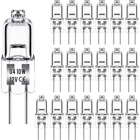 Ampoules halogènes G4 10 W 12 V - Lumière blanc chaud - Lot de 20 (1/5)